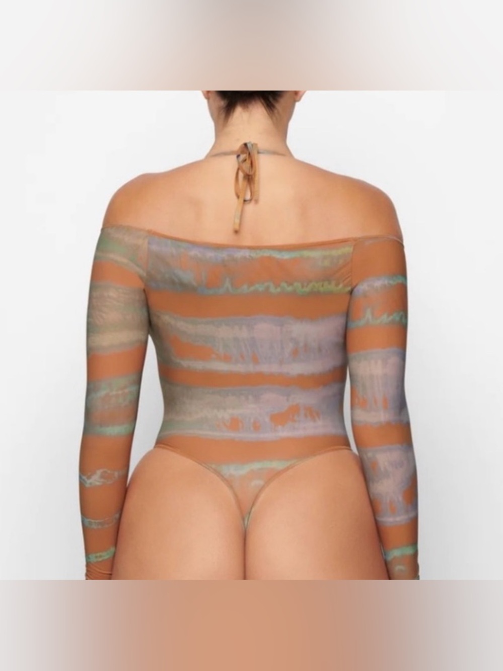 NWT Skims Jelly Sheer Off The Shoulder Tie Dye Print Bodysuit size M - Picture 2 of 6
